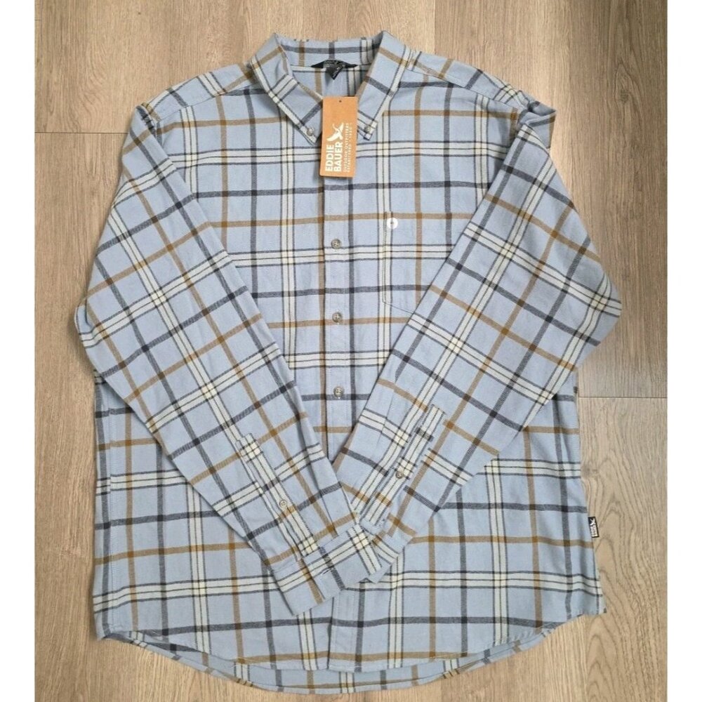 Eddie‎ Bauer Men’s XL Plaid Flannel Shirt Button Front Long Sleeve Cotton